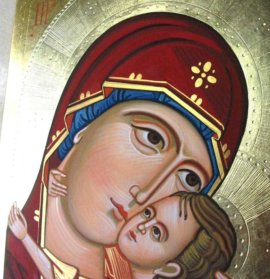 Madre di Dio della tenerezza con Gesù bambino Madonna della tenerezza dipinta a mano dal laboratorio di arte sacra di Nicola Damiano sito in Manfredonia FG)